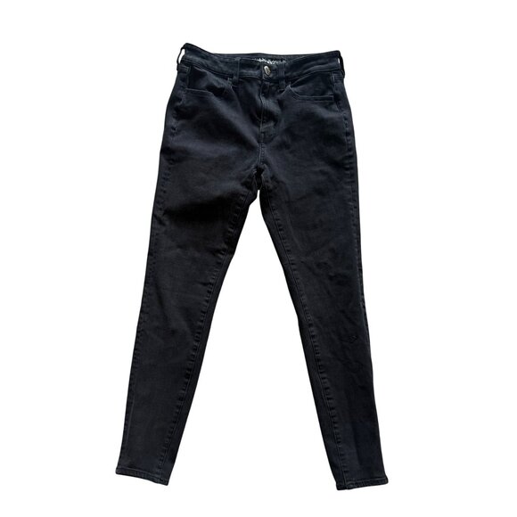 American Eagle Outfitters Hi-Rise Jegging 360 Super Stretch Black Denim Size 4 S - Picture 1 of 8